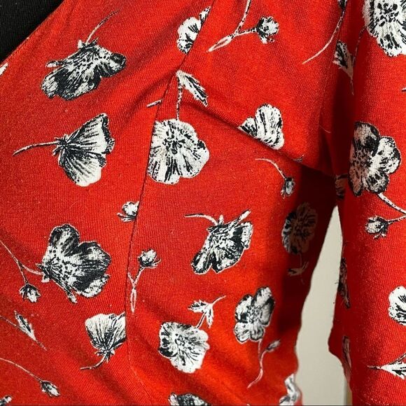 Topshop Red Pansey Floral Print Dress - Size: 2 - Picture 9 of 13
